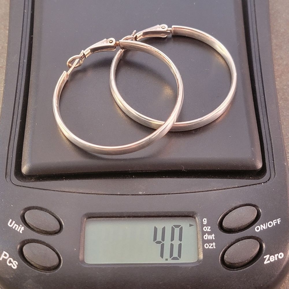 Sterling Silver 1 1/2" Hoop Earrings - Picture 5 of 7